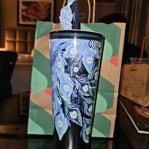 PAIR of Starbucks Holiday Peacock Collection Cold Cups will sell separately. OBO - Picture 3 of 7
